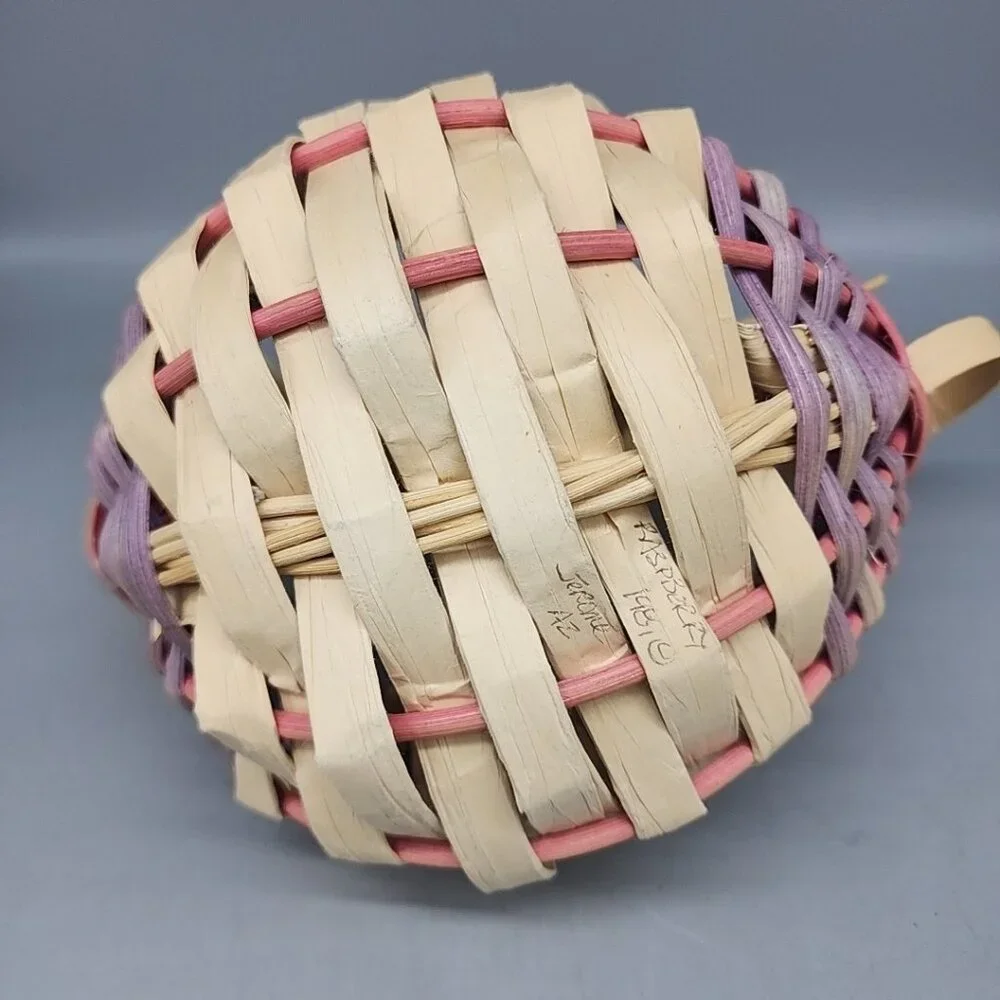 Vintage 1989 Erica Raspberry One Of A Kind Handwoven Basket Jerome AZ